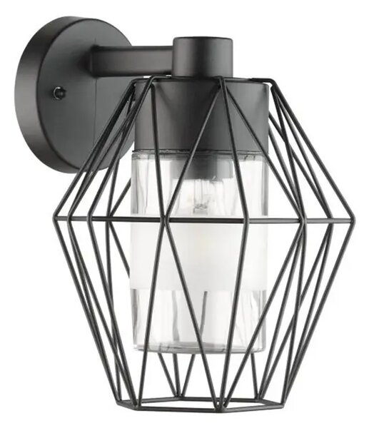 VANJSKA ZIDNA LAMPA 1xE27 ČELIK/CRNA/STAKLO CANOVE 97226