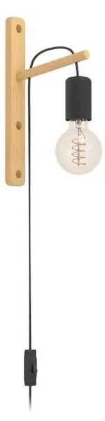 ZIDNA LAMPA 1xE27 DRVO/CRNI KABEL POCKLEY 44013