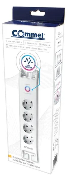 380-108 UTIČNICA 4-STRUKA+2xUSB,PRENAPONSKA ZAŠTITA,2m bijela 3856024405959#