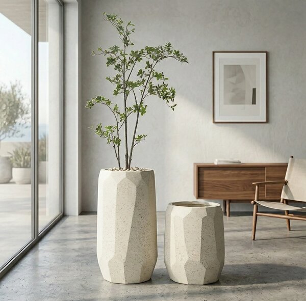 Ukrasna tegla za cvijeće Vireo Sand 48 x 36 cm - krem - 31 - 50 cm - Fiberglass - 31 do 50cm
