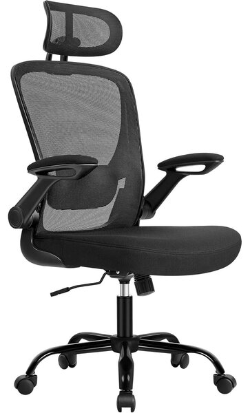 Ergonomska uredska stolica, okretna stolica s mrežastim naslonom, crne boje
