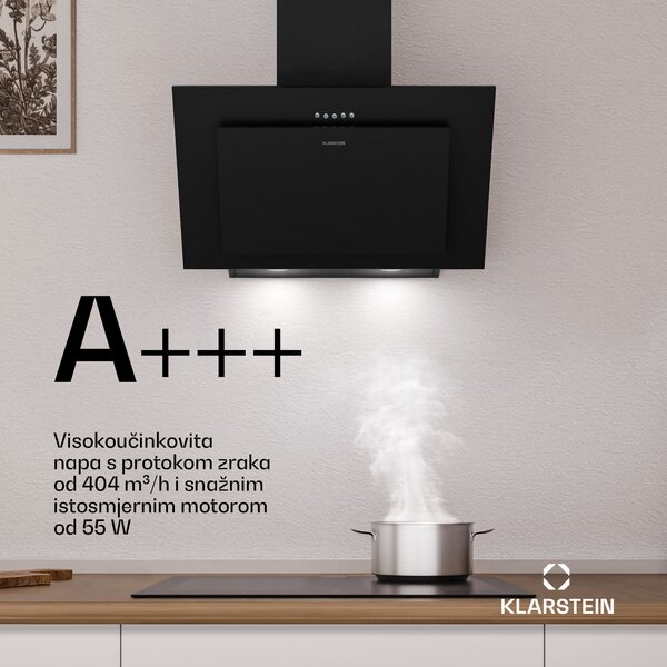 Klarstein Athena kutna napa | režim rada s odvodom i recirkulacijom | nehrđajući čelik | 404 m³/h | 56 W | 60 cm