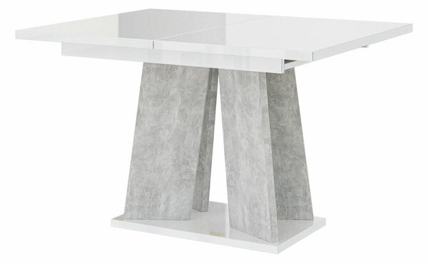 Stol Goodyear 107Boja betona, Sjajno bijela, 75x90x120cm, EstensioneNastavak za produživanje, Laminirani iveral, Laminirani iveral