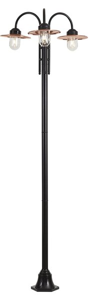 Moderna vanjska svjetiljka crna s bakrenom 235cm 3-svjetla IP44 - Kansas