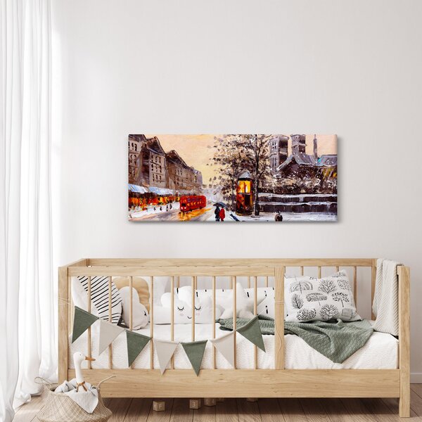 Slika -Slikani zimski grad (120x50 cm)