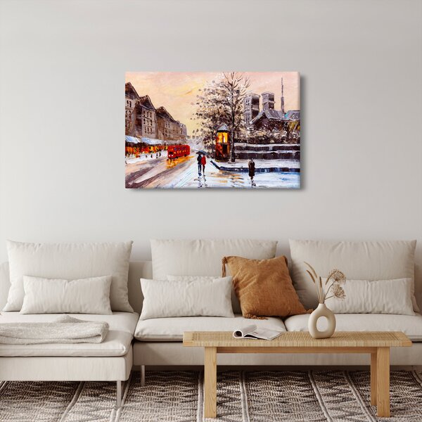 Slika -Slikani zimski grad (90x60 cm)