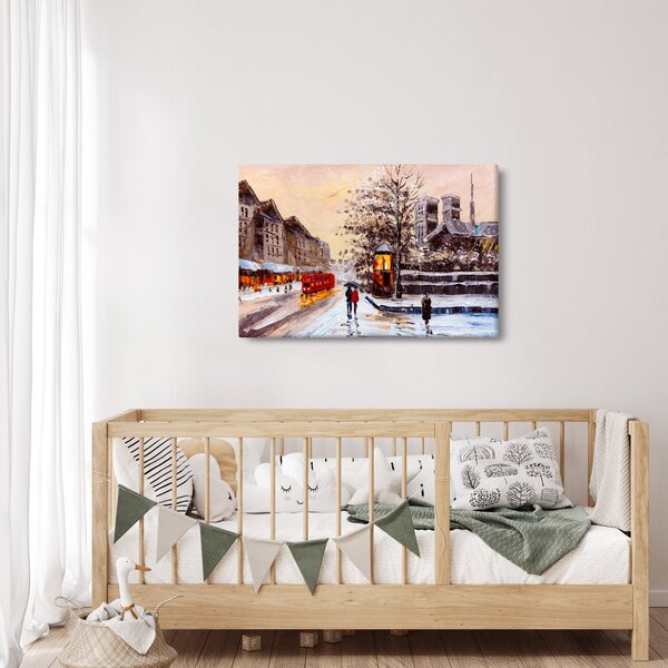 Slika -Slikani zimski grad (90x60 cm)