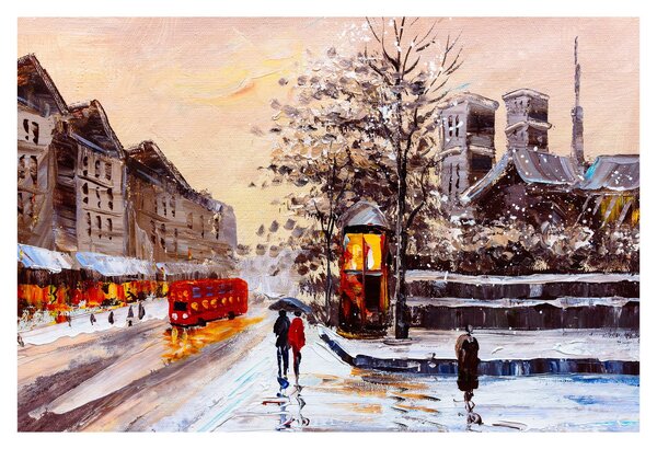 Slika -Slikani zimski grad (90x60 cm)