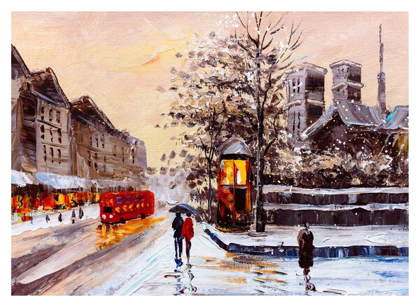 Slika -Slikani zimski grad (70x50 cm)