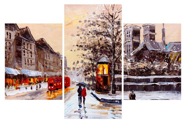 Slika -Slikani zimski grad (90x60 cm)
