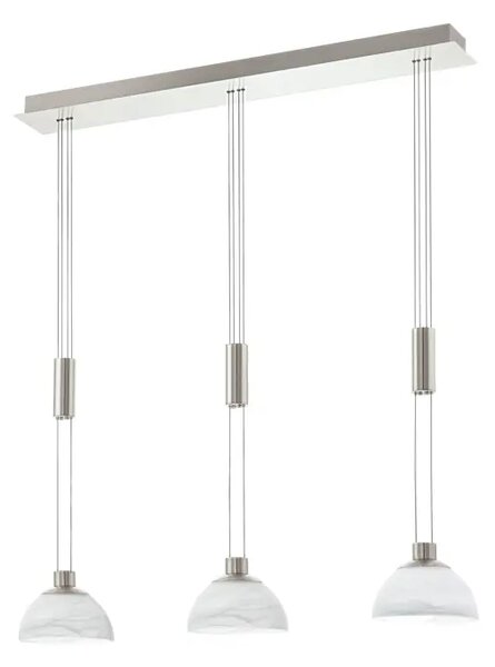 VISILICA 3xLED 3X6W, 3X460lm, ČELIK/NIKL-MAT, ALABASTER BIJELO STAKLO MONTEFIO 93468
