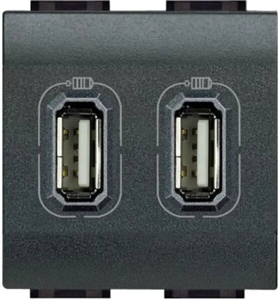 UTIČNICA 2M USB 1550/750mA ANTHRACITE L4285C2