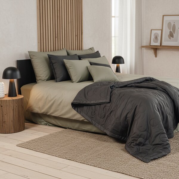 Posteljina Basic – Sivo zelena