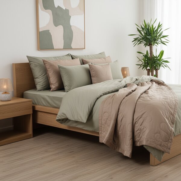 Posteljina Basic – Sivo zelena