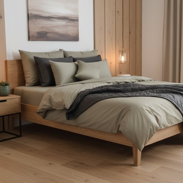 Posteljina Basic – Sivo zelena