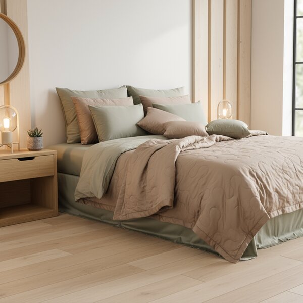 Posteljina Basic – Sivo zelena