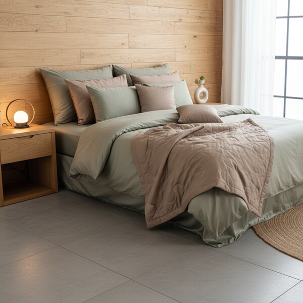 Posteljina Basic – Sivo zelena
