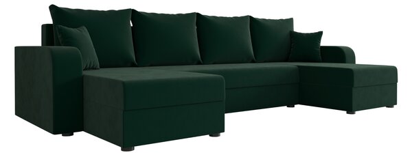 Razvlačna U kutna garnitura VALERIO 305x140 cm, tamno zelena