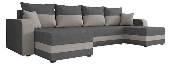 Razvlačna U kutna garnitura VALERIO 305x140 cm, tamno siva/svijetlo siva