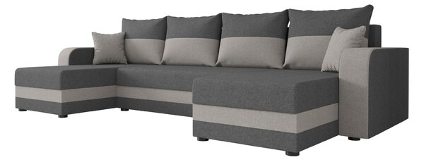 Razvlačna U kutna garnitura VALERIO 305x140 cm, tamno siva/svijetlo siva
