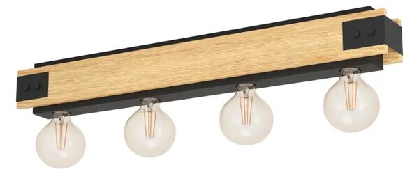 STROPNA LAMPA 4xE27 DRVO/CRNA LAYHAM 43466