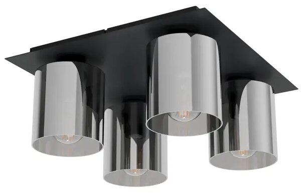 STROPNA LAMPA 4xE27 CRNA/ CRNO PROZIRNO STAKLO GOROSIBA 99632