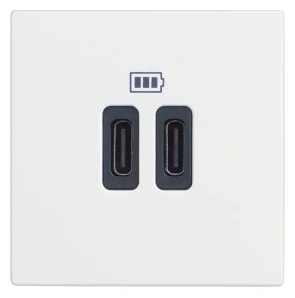 CLASSIA USB UTIČNICA 2×TIP C/230V AC/5V DC/3A 2M BIJELA RW4286C2