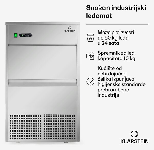 Klarstein industrijsko postrojenje za proizvodnju kocki leda, 260 W, 50 kg / dan, od nehrđajućeg čelika