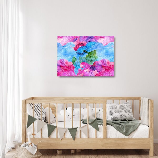 Staklena slika - Barvni valovi (70x50 cm)