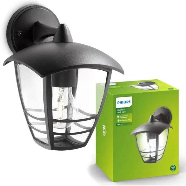 ZIDNA SVJETILJKA CREEK E27/60W/230V/IP44/CRNA 15381/30/16