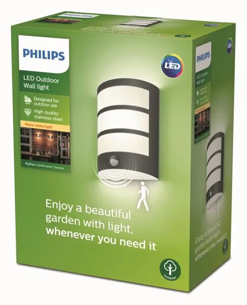 Python IR LED VANJSKA ZIDNA SVJETILJKA Antracit 1x6W 27K HV 8719514417632