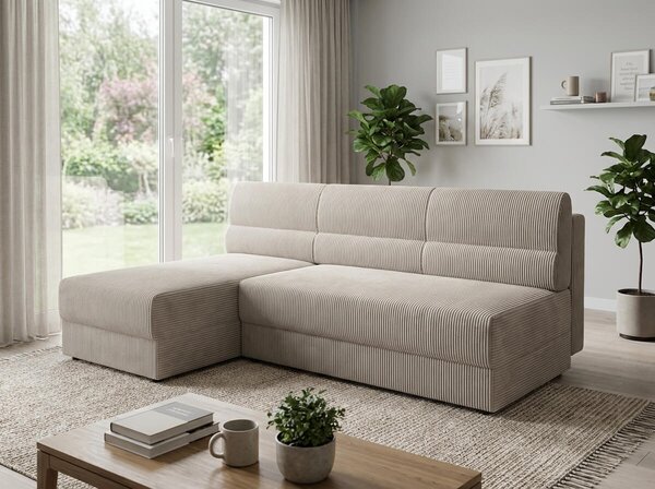 Razvlačna kutna garnitura L TAVERO SLIM 201x140 cm, svijetlo bež, univerzalna