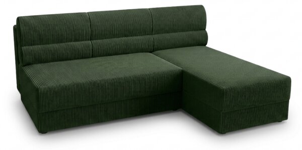 Razvlačna kutna garnitura L TAVERO SLIM 201x140 cm, tamno zelena, univerzalna