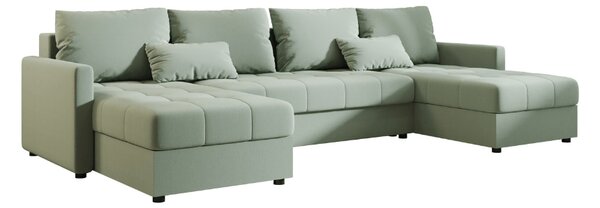 Razvlačna U kutna garnitura VENORIA 285x146 cm, svijetlo zelena + 2 jastuka GRATIS