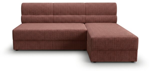 Razvlačna kutna garnitura L TAVERO SLIM 201x140 cm, tamno roza, univerzalna