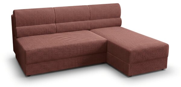 Razvlačna kutna garnitura L TAVERO SLIM 201x140 cm, tamno roza, univerzalna