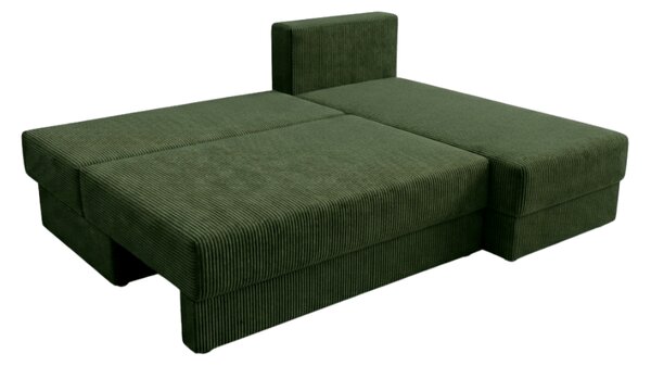 Razvlačna kutna garnitura L TAVERO SLIM 201x140 cm, tamno zelena, univerzalna
