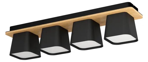 STROPNA LAMPA 4xE27 D-695, CRNA/BIJELA/DRVO RUSCIO 390008