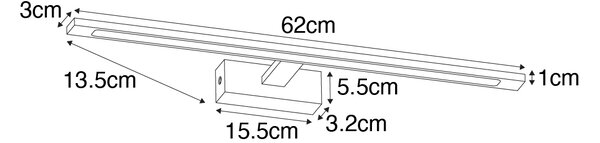 Zidna svjetiljka od čelika 62 cm uključujući LED IP44 - Jerre