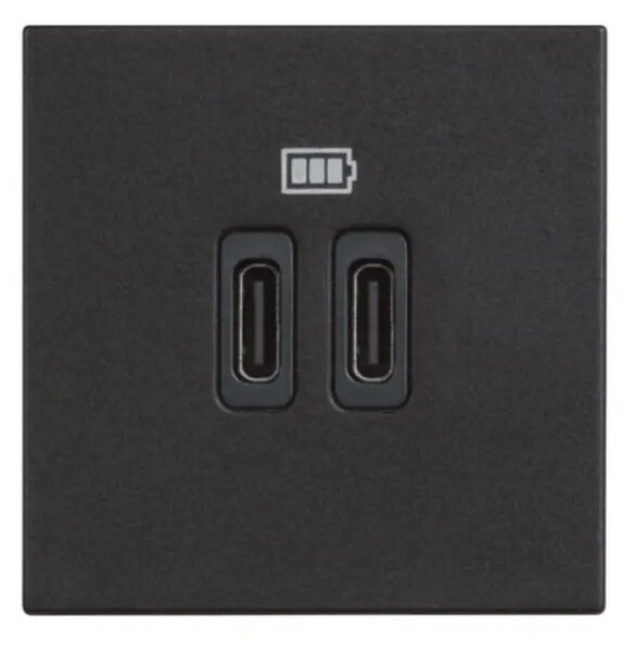 CLASSIA USB UTIČNICA 2×TIP C/230V AC/5V DC/3A 2M CRNA RG4286C2