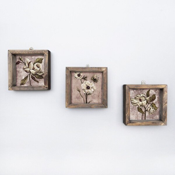 Set od 3 slike za zid Vintage, 15 x 15 cm