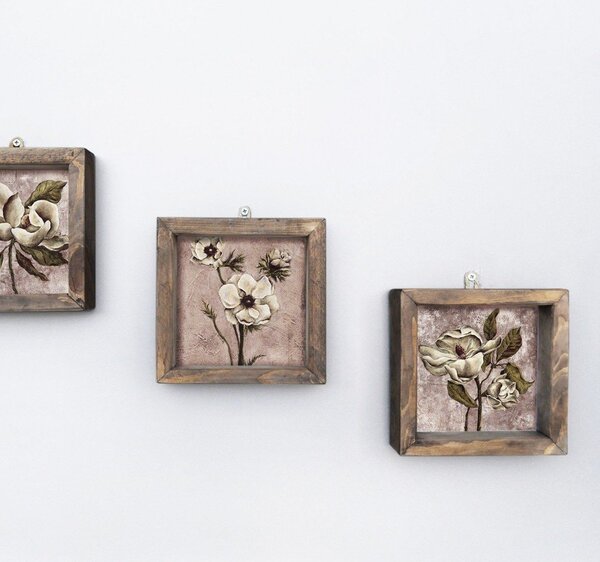 Set od 3 slike za zid Vintage, 15 x 15 cm