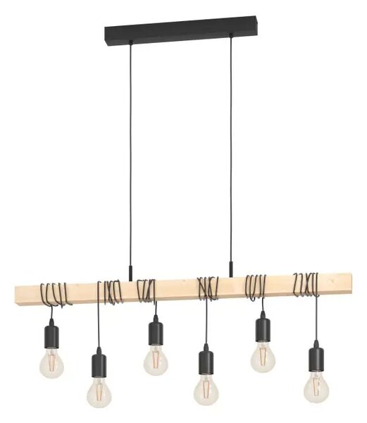 VISILICA 6xE27 CRNI KABL/DRVO TOWNSHEND 43513