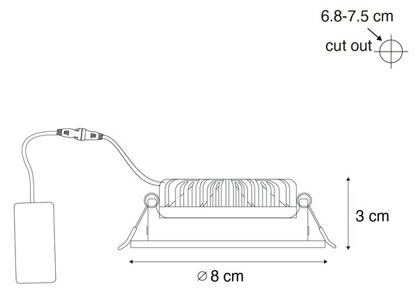 Set od 6 ugradbenih reflektora crni nagibni 8,2 cm uklj. LED Dim to Warm IP54 Ultra Slim - Pupil