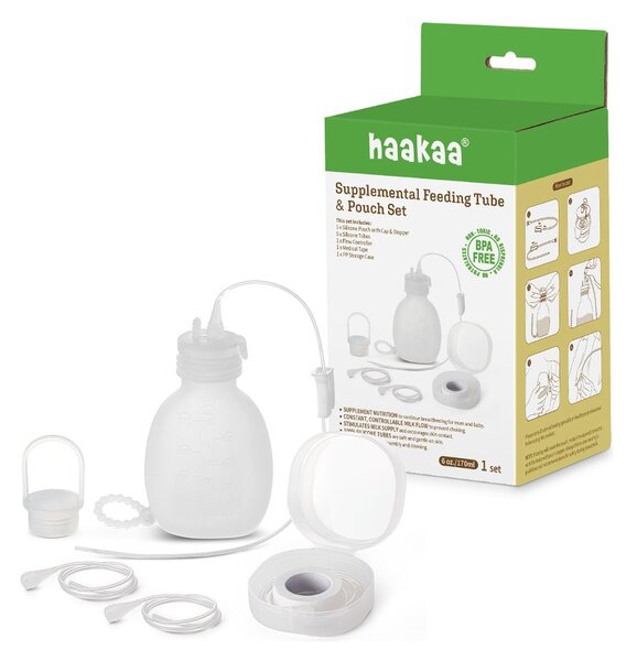 HAAKAA set silikonske cjevčice za hranjenje sa vrećicom od 120 ml bijela