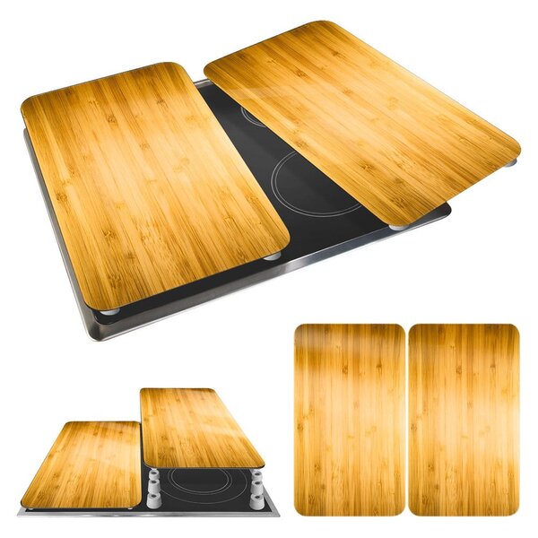 Zaštitni poklopci za štednjak u setu od kaljenog stakla 2 kom 52x30 cm Wooden – Maximex