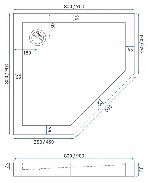 Diamond tuš kada 80x80