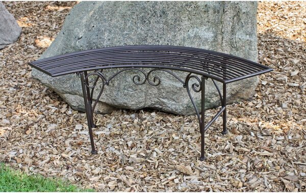 Crna/tamno smeđa metalna vrtna klupa Fuego – Garden Pleasure