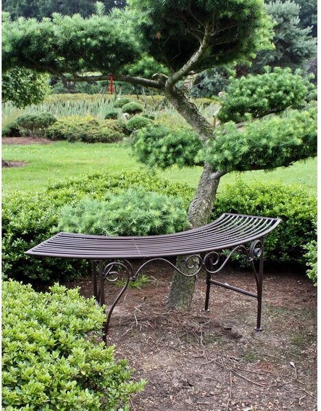 Crna/tamno smeđa metalna vrtna klupa Fuego – Garden Pleasure