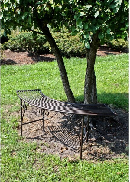 Crna/tamno smeđa metalna vrtna klupa Fuego – Garden Pleasure